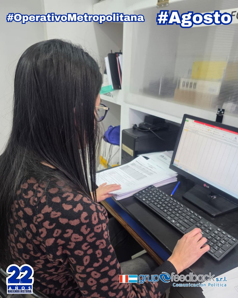 GastonToro's tweet photo. #Presenciales

✍️ Operativo Metropolitana ✍️

🖥️ Nuestro equipo de Data Entries trabajando a contrarreloj en el cargado de datos para la elaboración del informe final.

🗳️ En Grupo Feedback seguimos palpitando el año electoral 🗳️

🔵 Somos La Topadora, Somos Grupo Feedback 💪 https://t.co/GENUqpZCS3
