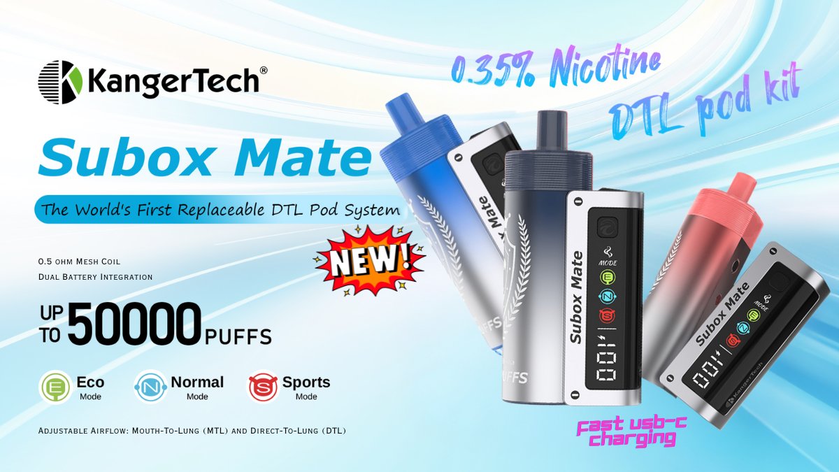Myvpro_Official's tweet image. 🔥 Power meets performance!
Introducing the KangerTech Subox Mate 50K – 40mL, 50,000 puffs, airflow control &amp;amp; smart modes.
💨 Flavors: Cool Mint, Strawberry Watermelon, Two Apple Shisha
#VapeNews #KangerTech #50KPuffs #VapingTrends
[myvpro.com/products/kange…]