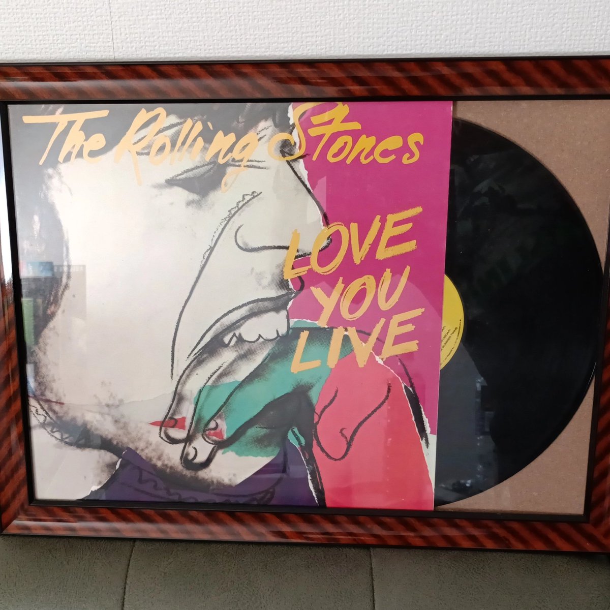rocksoff5151's tweet photo. I framed a skipping record and put it on display. It's a record called "Love You Live" by the Rolling Stones. It's the best sounding live record in history. https://t.co/CfyZbOjRBk
