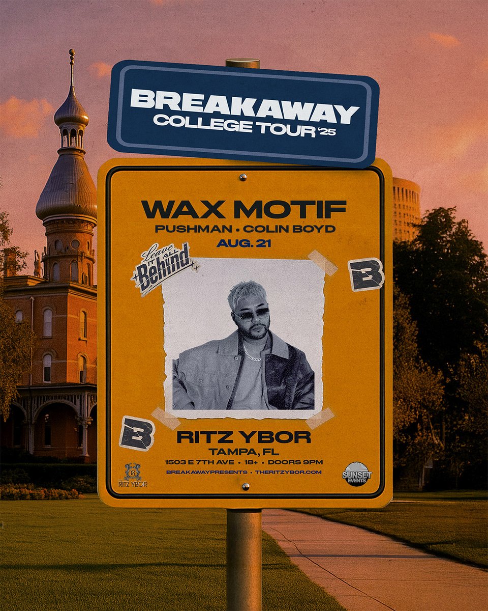 Sunset Events (@sunsetevents) on Twitter photo See you tonight, fam! 😎 <a href="/WaxMotif/">Wax Motif</a> will be at <a href="/theritzybor/">The RITZ Ybor</a> to headline the <a href="/BreakawayFest/">Breakaway Festival</a> College Tour with support from <a href="/OfficialPushman/">PUSHMAN</a> + Colin Boyd! 🎉
🎟 Get your tickets online before the show! bit.ly/waxmotif0821 See you tonight, fam! 😎 <a href="/WaxMotif/">Wax Motif</a> will be at <a href="/theritzybor/">The RITZ Ybor</a> to headline the <a href="/BreakawayFest/">Breakaway Festival</a> College Tour with support from <a href="/OfficialPushman/">PUSHMAN</a> + Colin Boyd! 🎉
🎟 Get your tickets online before the show! bit.ly/waxmotif0821