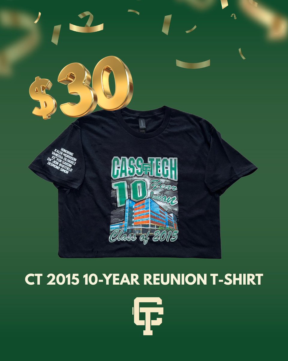 CTMoneyTeam15's tweet photo. Don’t act like you didn’t know tomorrow is the last day to purchase merch🔥

Represent the CT Class of 2015 in style💚

This swag is limited and won’t last forever — grab yours while you still can!

https://t.co/ubZOE4yITp https://t.co/yY4NUNI6jj