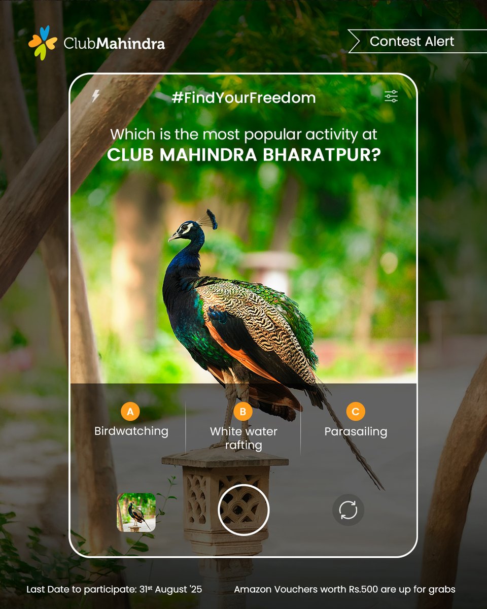 Club Mahindra (@clubmahindra) on Twitter photo #ContestAlert 8 of 15
Participate in all #FindYourFreedom Contest
STEPS
1) Comment below with your answer using #FindYourFreedom and #ClubMahindra. Don’t forget to tag <a href="/clubmahindra/">Club Mahindra</a> and four of your friends – it’s mandatory!
2) Participate in all 15 contest posts. #ContestAlert 8 of 15
Participate in all #FindYourFreedom Contest
STEPS
1) Comment below with your answer using #FindYourFreedom and #ClubMahindra. Don’t forget to tag <a href="/clubmahindra/">Club Mahindra</a> and four of your friends – it’s mandatory!
2) Participate in all 15 contest posts.