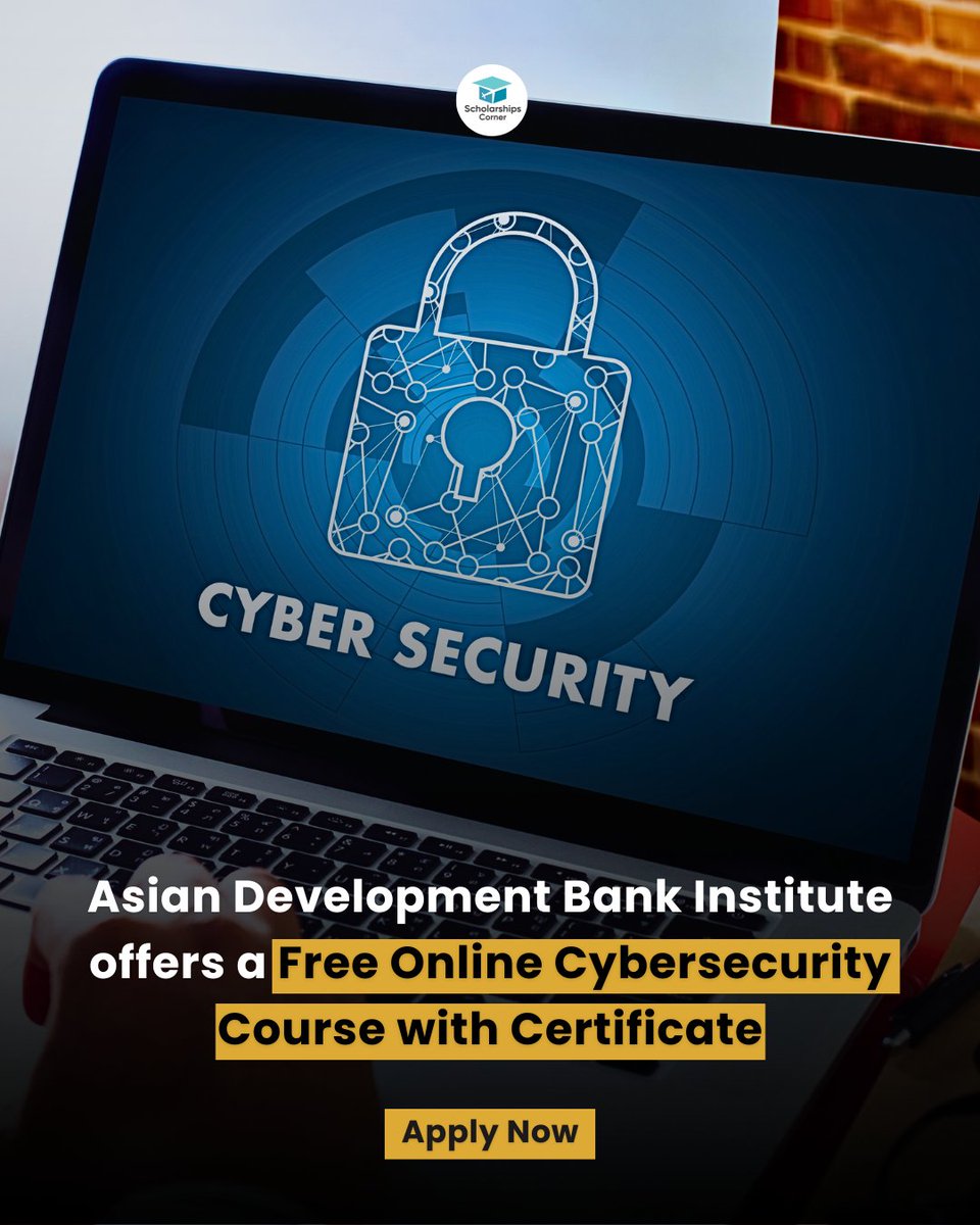 scholar_corner's tweet photo. ADBI Free Online Cybersecurity Course with Certificate 

Link: : https://t.co/WrM0WAlb5t 
>> Open to all
>> Self-paced learning 
>> Learn from leading experts
>> Earn training certificates
>> Supports personal and professional growth.

Credit:  Asian Development Bank Institute https://t.co/2iJCt4atMJ