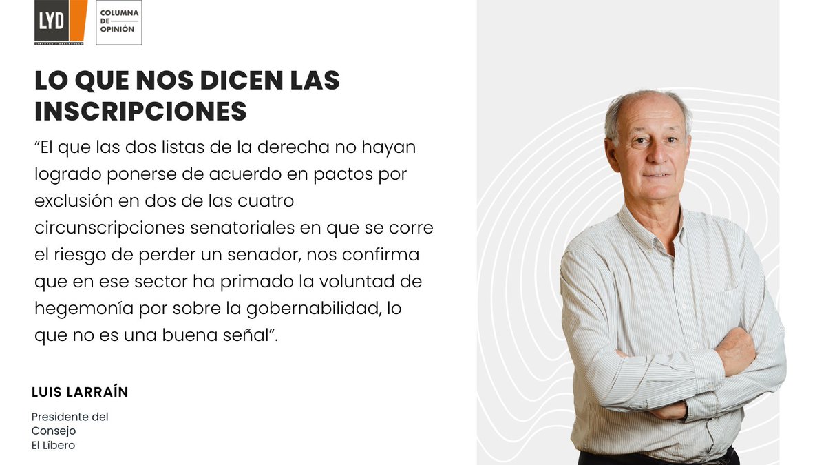 #Opinión "Lo que nos dicen las inscripciones", dice <a href="/luislarrainlyd/">Luis Larrain Arroyo</a>, hoy en <a href="/elliberocl/">El Líbero</a> 

Leer columna aquí
lyd.org/opinion/2025/0…