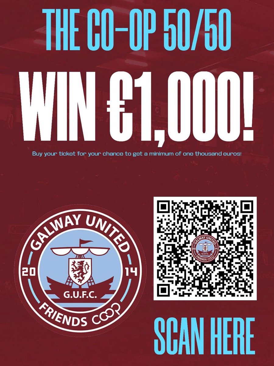All CoOp proceeds support our Academy clubs &amp; community giving. Winner gets a minimum €1000! Grad your chance today! galwayunitedfriendsco-op.clubforce.com/products/draw/…