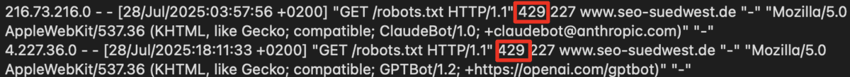 SEO_Suedwest's tweet photo. Shared hosting: IONOS is blocking requests to websites from some AI bots from OpenAI / ChatGPT and Anthropic / Claude:

https://t.co/hJOCs9iri1

#ai #chatgpt #geo #hosting #seo https://t.co/rRD8uulyWz
