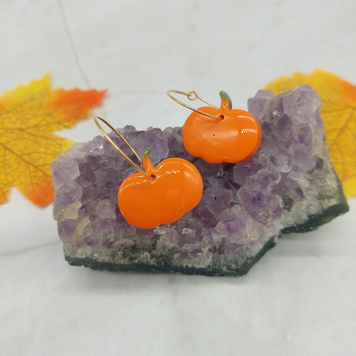 Pumpkin Earrings, Autumnal Earrings, Autumnal A... - Folksy folksy.com/items/8545346-… #newonfolksy