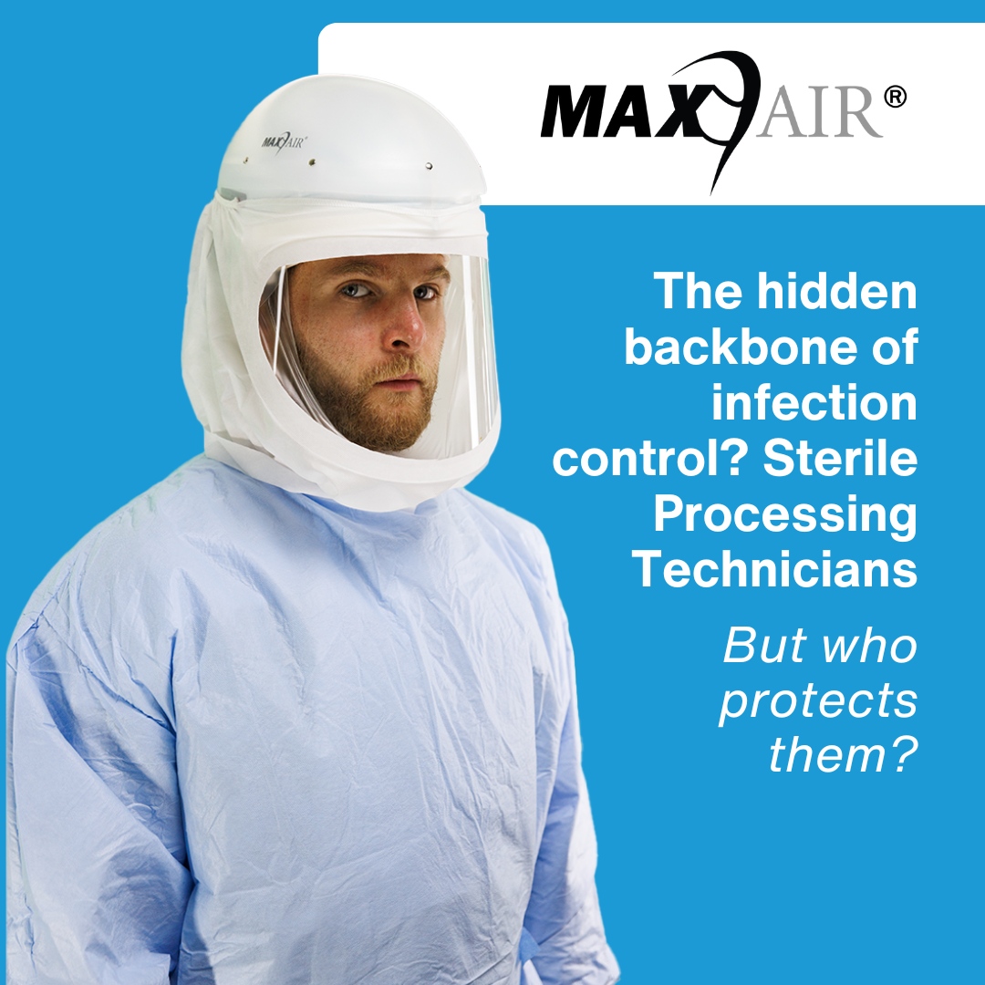 maxairsystems's tweet photo. The hidden backbone of infection control? Sterile Processing Technicians.  Every day, they handle contaminated instruments and work tirelessly to keep patients safe. 

But who protects them?  Discover how CAPR® delivers unmatched respiratory and contact protection with all-day comfort.  

https://t.co/xlBPd3tyQm 

#CAPR #RespiratoryCare #SterileProcessing