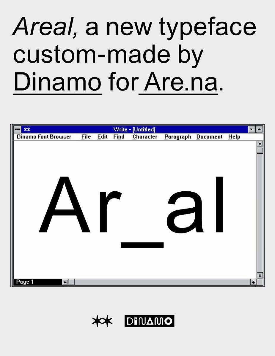 Please welcome *Areal*, a custom typeface designed by Dinamo (<a href="/abcdinamo/">Dinamo</a>) for Are.na