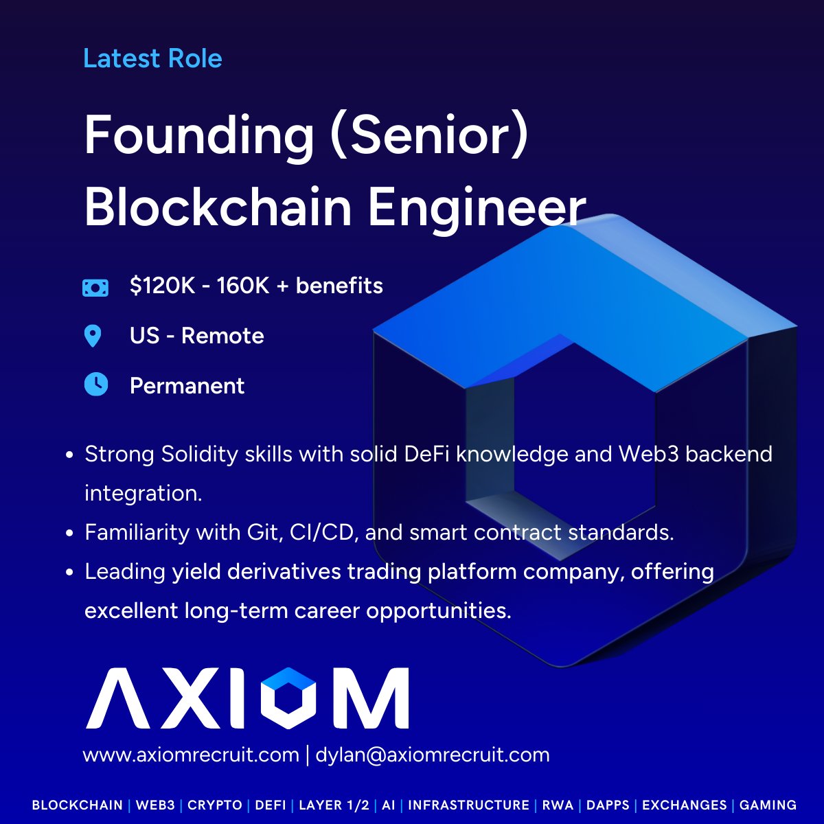 DWadePennington's tweet photo. NEW JOB ALERT 🚨DeFi engineers 👀
If you’ve got 3+ yrs building prod-ready systems + smart contract chops, we want you. Cutting-edge, automated trading platform. Slide in the DMs.
#Blockchain #DeFi #Hiring https://t.co/IPh5rF4Nc6