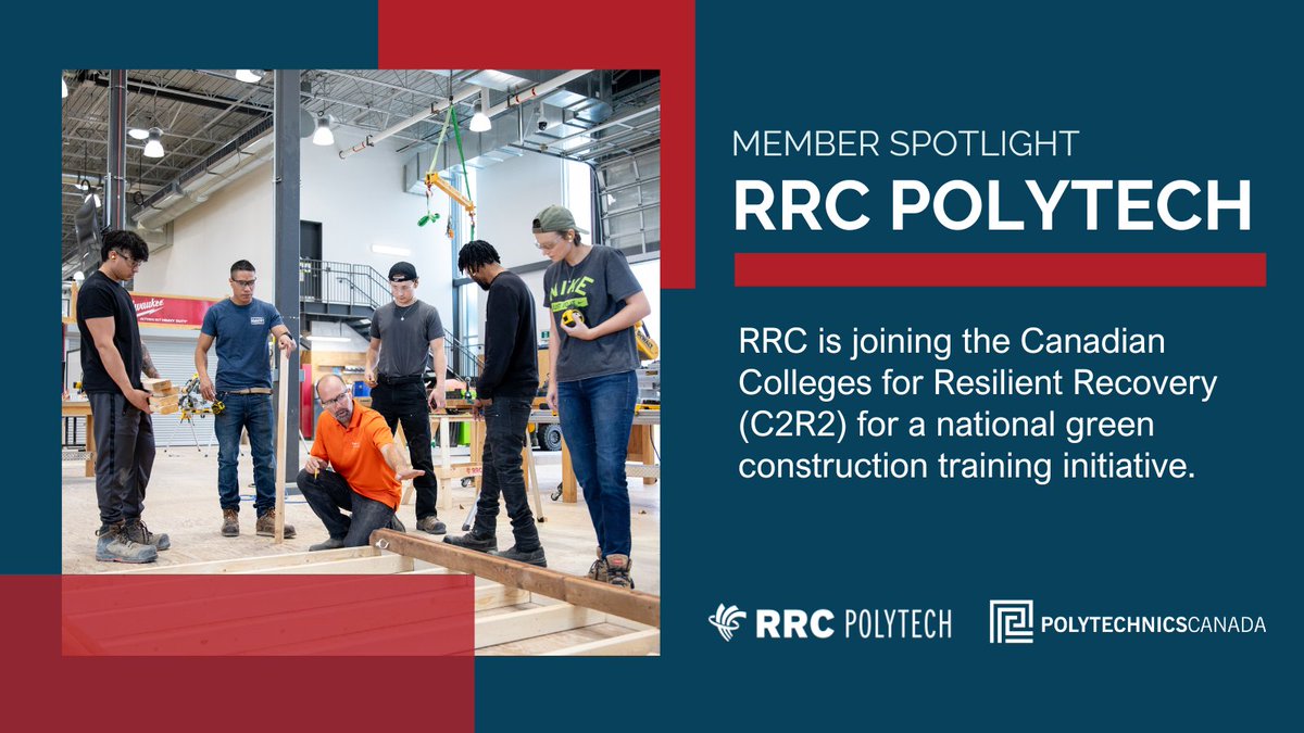 Polytechnics Canada (@polycan) on Twitter photo The future is greener with <a href="/RRC/">RRC Polytech</a> !🌱
RRC Polytech is joining fellow polytechnic institutions in a national green construction training initiative, led by the Canadian Colleges for Resilient Recovery (C2R2). Through the initiative, <a href="/RRC/">RRC Polytech</a> will be equipping Manitobans with the The future is greener with <a href="/RRC/">RRC Polytech</a> !🌱
RRC Polytech is joining fellow polytechnic institutions in a national green construction training initiative, led by the Canadian Colleges for Resilient Recovery (C2R2). Through the initiative, <a href="/RRC/">RRC Polytech</a> will be equipping Manitobans with the