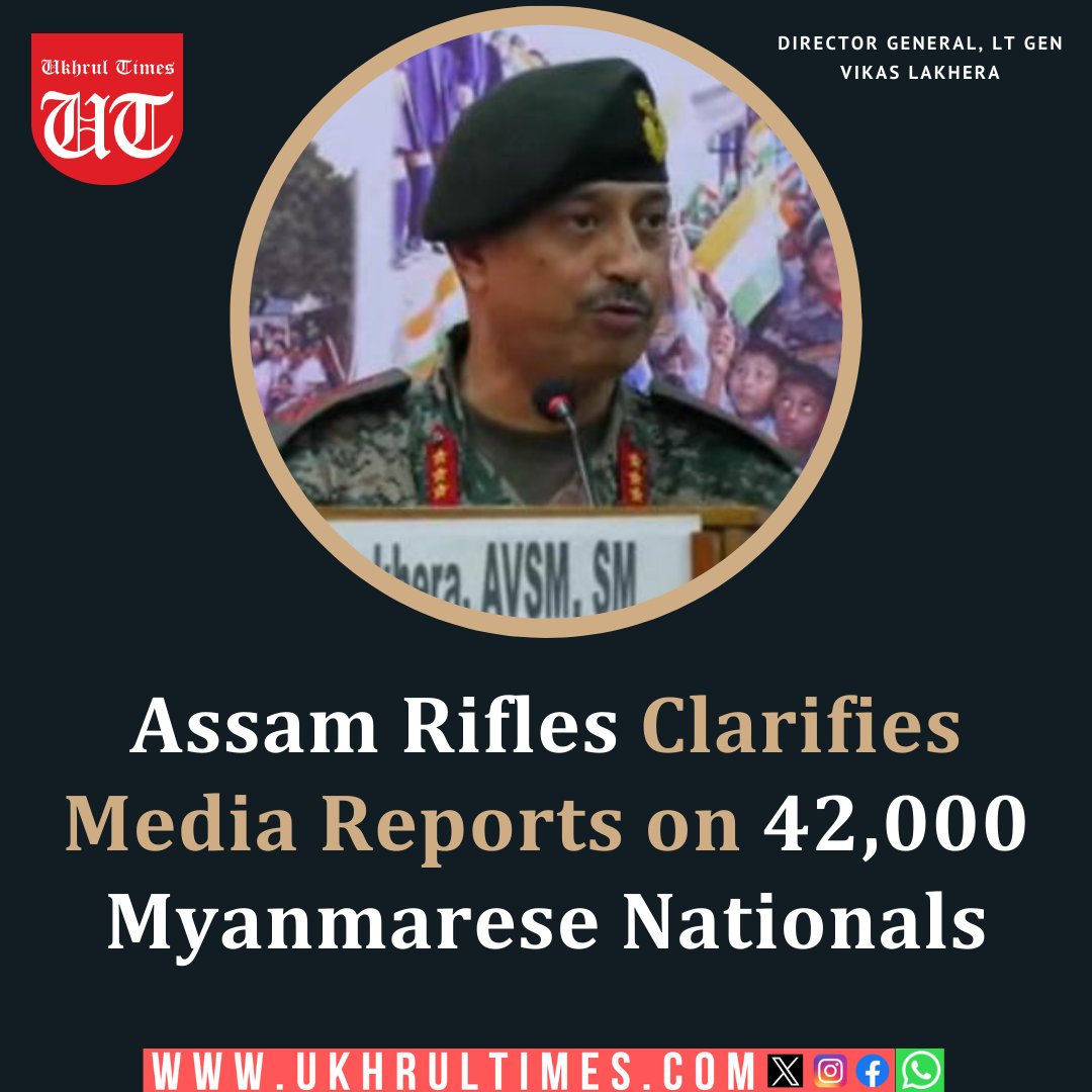 #Imphal: The #AssamRifles has clarified that reports on 42,000 #Myanmarese nationals entering #Manipur were misrepresented, stating the figure refers to biometric mapping under the new #FreeMovementRegime policy, not illegal infiltration. #IndoMyanmarBorder 

Read more: