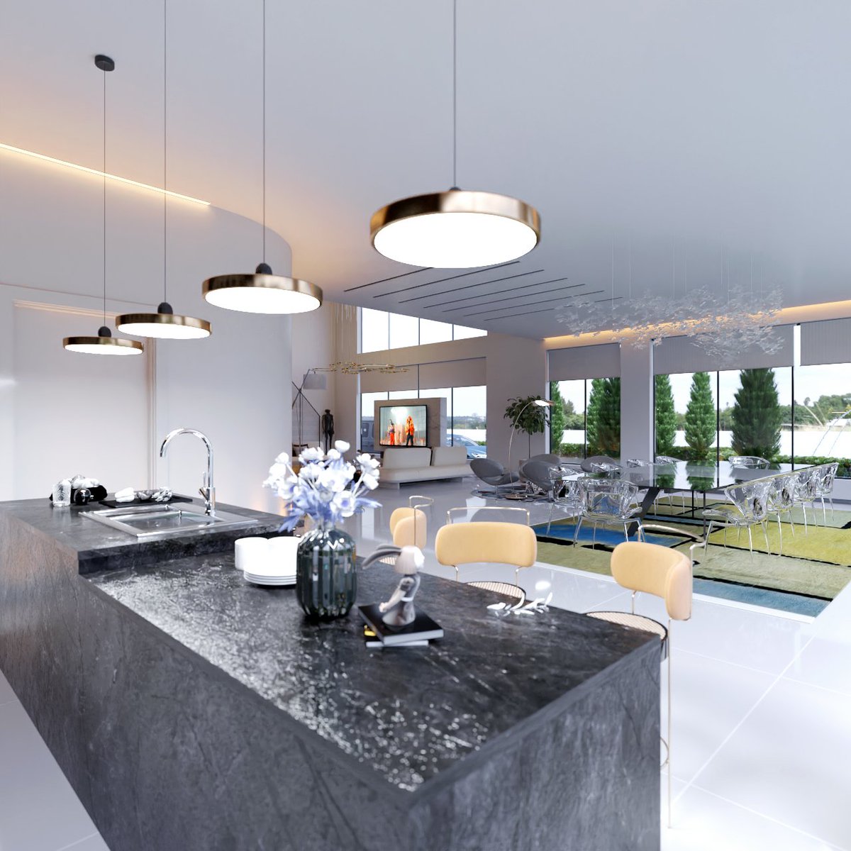 Iamyendis's tweet image. Clean lines, open flow and a splash of primary colors against crisp white walls. This contemporary open style design balances simplicity with bold character.  Designed and rendered a while back, but still one of my favorites.
#ContemporaryDesign #InteriorDesign #OpenSpaceLiving