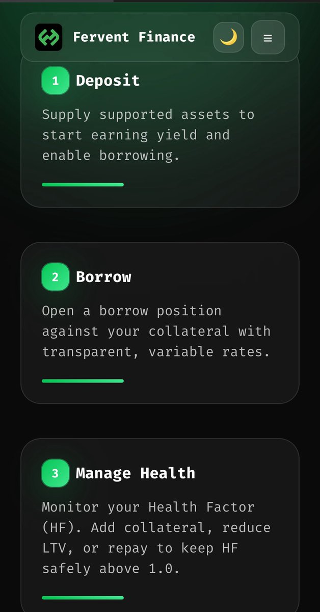 GoonBoyCrypto's tweet photo. 🚀 @Fervent_Finance Beta 1 is now LIVE on the @kasplex Testnet!

Jump in, test it, break it — and let us fix it. 💥

🔗 Testnet: https://t.co/PIkTWNw2LL

We’ve also added fresh docs on creating liquidation bots in our GitBook. 📖

👉 https://t.co/iZv5K2rfoB https://t.co/MA8jpNyQSz