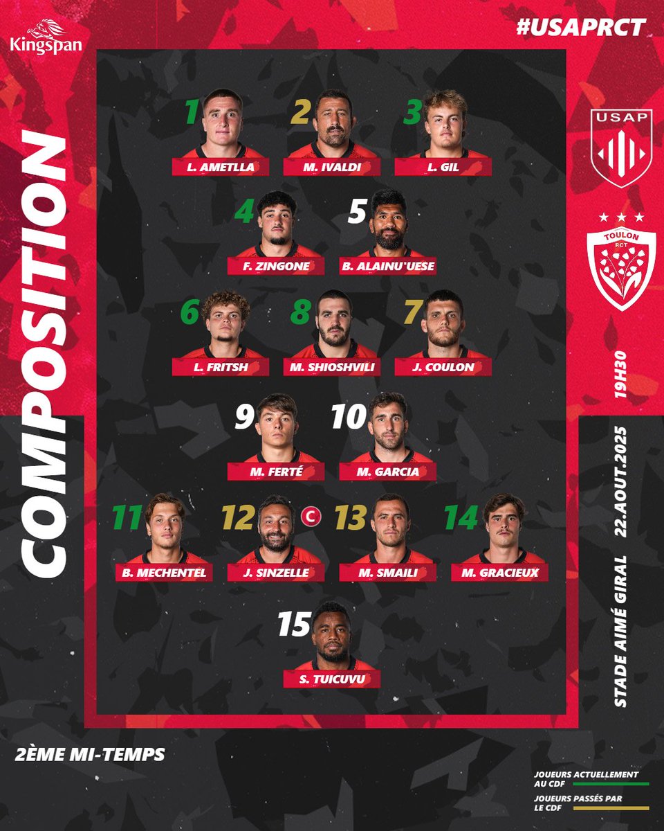 ⚔ 𝐋𝐀 𝐂𝐎𝐌𝐏𝐎 ⚔

Découvrez les compositions de vos 🔴&amp;⚫ pour ce premier match de préparation face à l'<a href="/usap_officiel/">USAP</a> 💪

#ParceQueToulon