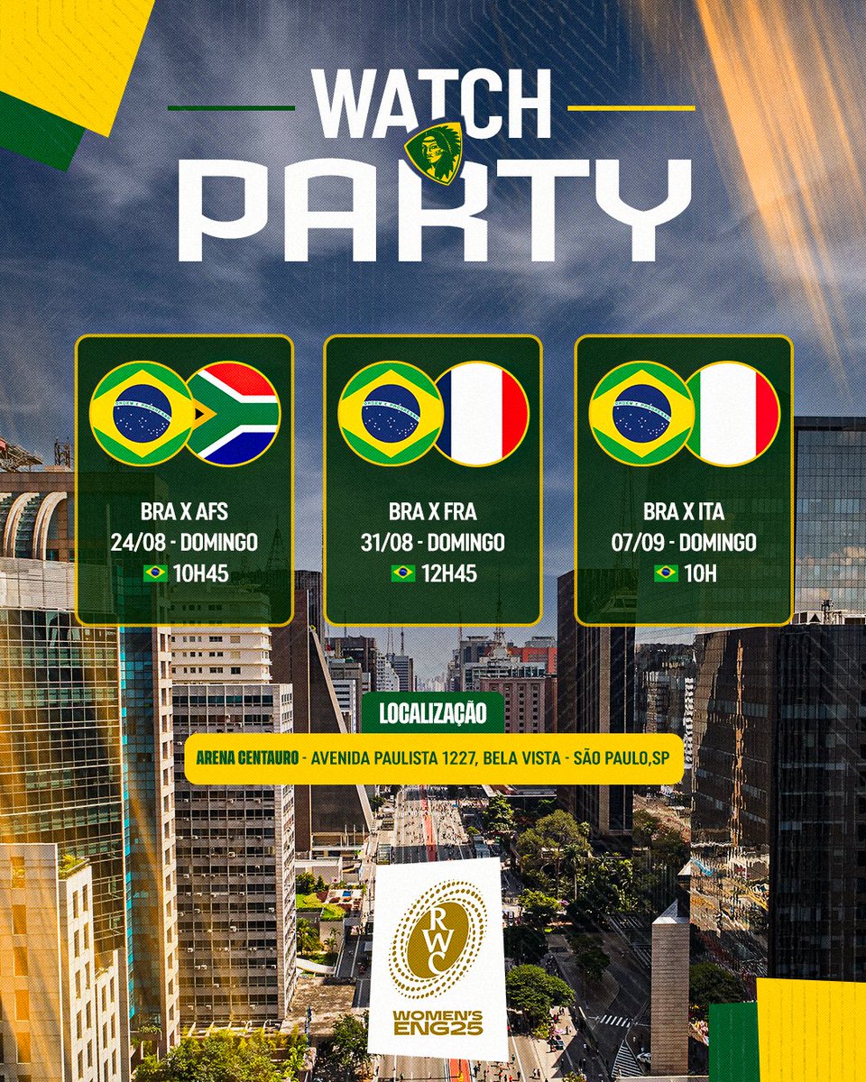 Watch Party dos jogos da Copa do Mundo? Temos! 🤩

A Arena Centauro na Av. Paulista será o lugar para você assistir aos três jogos do Brasil na Copa do Mundo, participar de ativações, concorrer a prêmios, e apoiar as nossas Yaras! 🔥