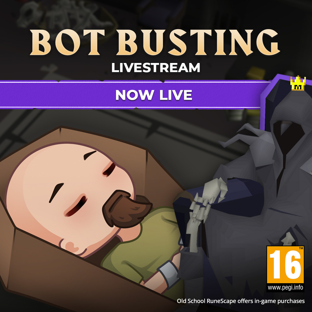 OldSchoolRS's tweet image. BOT BUSTING stream alert!! 🚨

We’re LIVE NOW on Twitch - join us to watch some bots get rekt. 🔨

twitch.tv/oldschoolrs