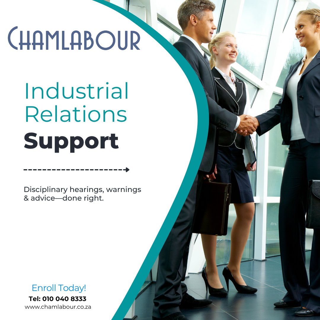 chamlabour1's tweet image. ⚖️ Unsure how to issue warnings or handle conflict?
Our IR services keep you compliant &amp;amp; in control.

📞 010 040 8333
🔗 chamlabour.co.za/labour-consult…

#DisciplinaryProcess #ConflictResolution #ChamLabour
