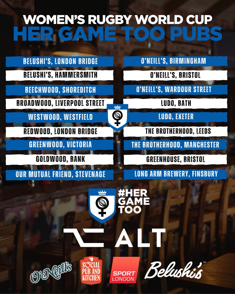 Her Game Too (@hergametoo) on Twitter photo ๐๐ฅ The wait is OVER! The Womenโs Rugby World Cup kicks off TOMORROW with England vs USA! ๐ฅ๐
Weโll be backing the Red Roses every step of the way ๐น๐ช
Swipe to check out:
โก๏ธ Englandโs full group stage fixtures
โก๏ธ Our safe space pubs showing all the action live!
Letโs bring ๐๐ฅ The wait is OVER! The Womenโs Rugby World Cup kicks off TOMORROW with England vs USA! ๐ฅ๐
Weโll be backing the Red Roses every step of the way ๐น๐ช
Swipe to check out:
โก๏ธ Englandโs full group stage fixtures
โก๏ธ Our safe space pubs showing all the action live!
Letโs bring