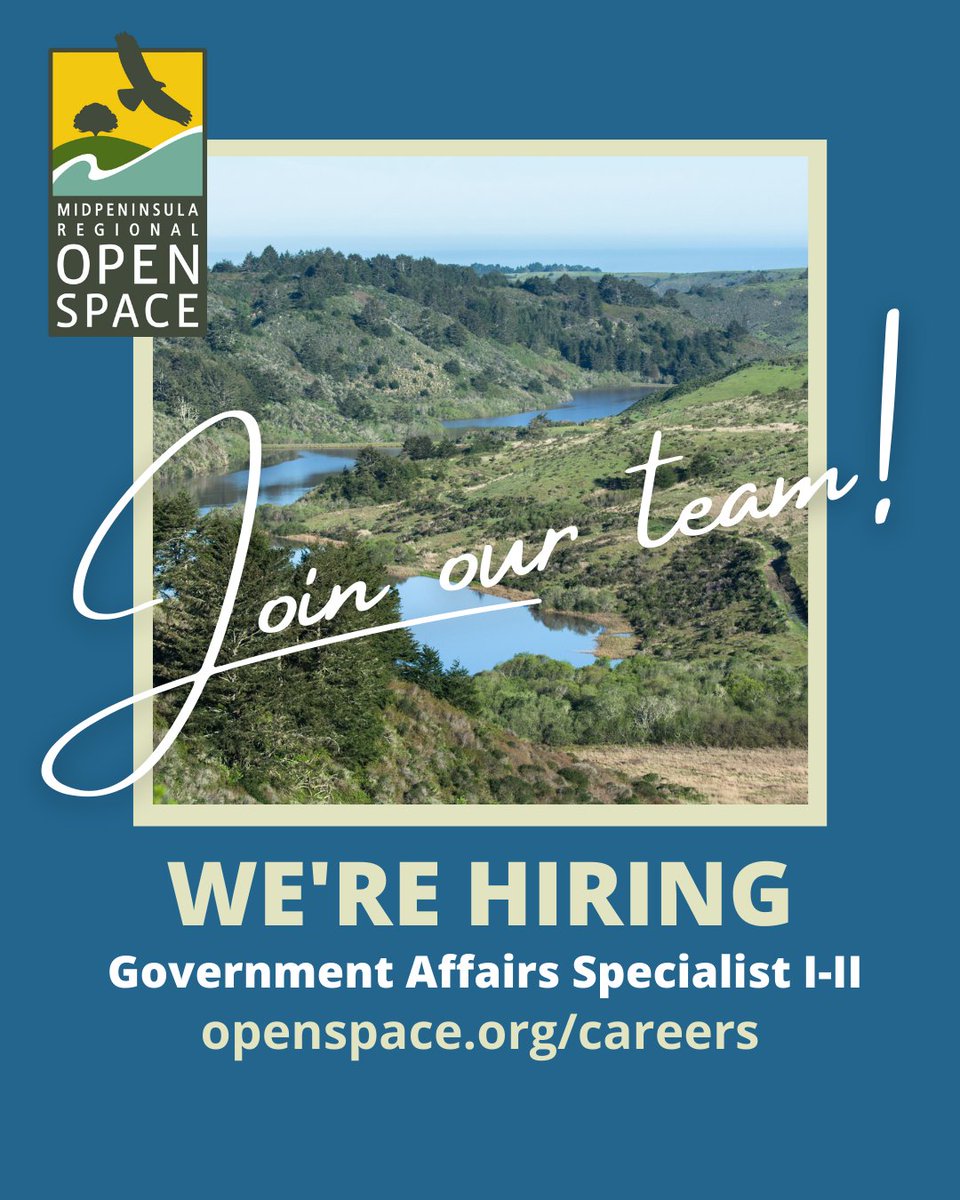 Midpen Open Space (@midpenopenspace) on Twitter photo We have an outstanding opportunity for a dedicated Government Affairs Specialist I/II to join our team, working to connect legislators and public sector leaders with Midpen’s mission. Learn more and apply: bit.ly/45ujqFn
📷: Teddy Miller We have an outstanding opportunity for a dedicated Government Affairs Specialist I/II to join our team, working to connect legislators and public sector leaders with Midpen’s mission. Learn more and apply: bit.ly/45ujqFn
📷: Teddy Miller
