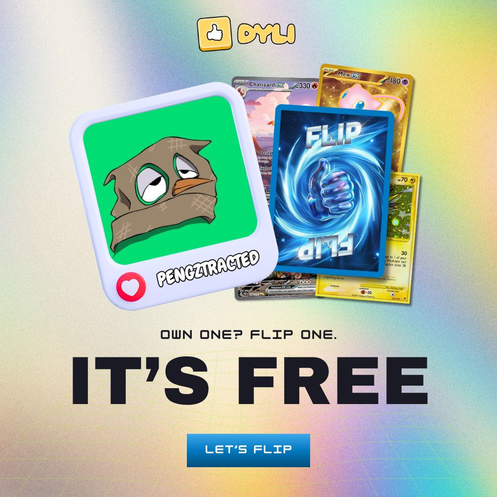 Hey <a href="/pengztracted/">Pengztracted</a>, it is time to FLIP!

Pengz holders can claim a FREE Pokémon Flip on DYLI now.

One click, one flip, one shot at a grail.

Details below 👇