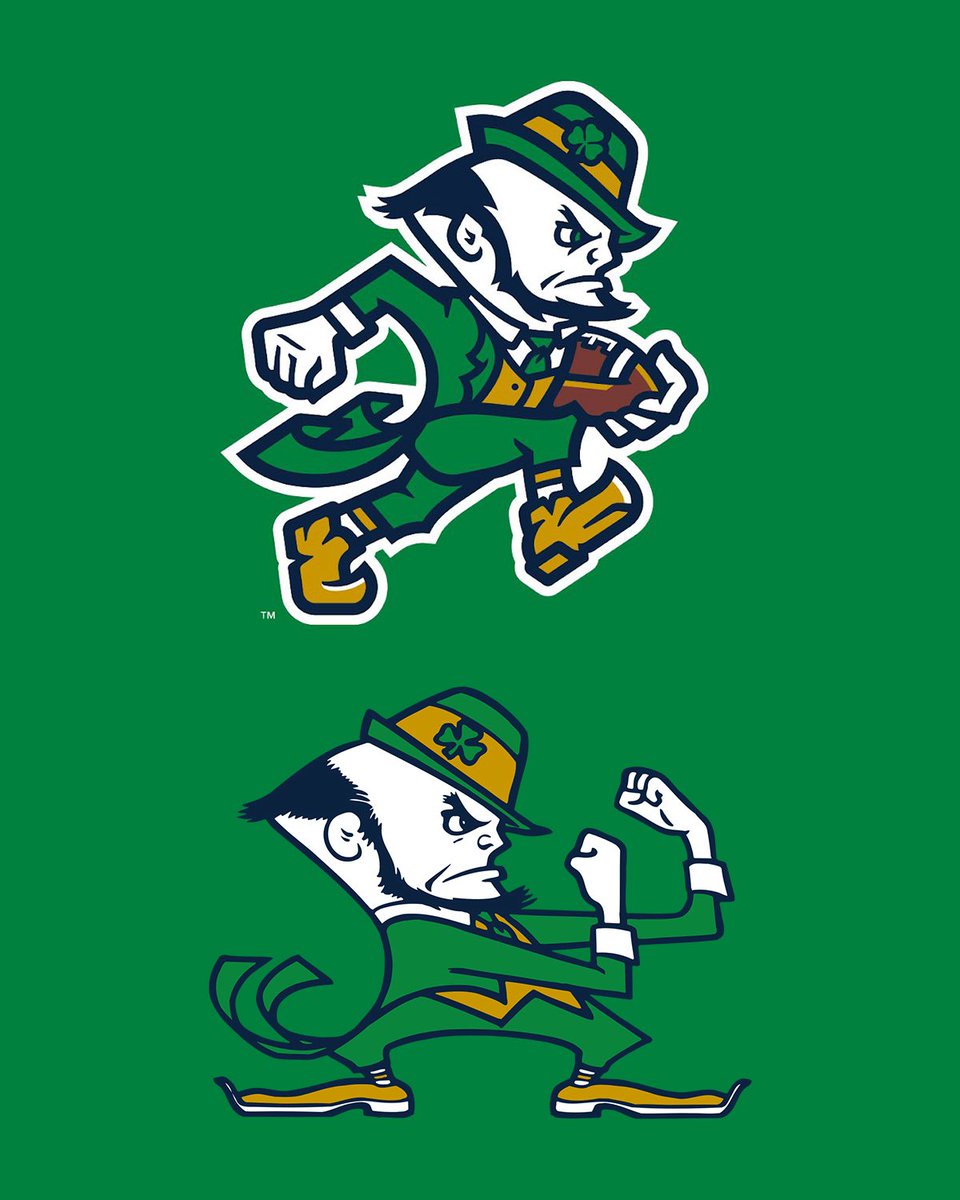 Comparing Notre Dame’s football-specific Leprechaun logo to the original. #GoIrish ☘️
 
Thoughts? 👀

📸: <a href="/NDFootball/">Notre Dame Football</a>/<a href="/FightingIrish/">The Fighting Irish</a>