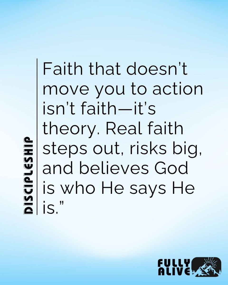 Faith without action isn’t faith—it’s theory.
Real faith steps out, risks big, and trusts God is who He says He is.
#FullyAlive #FaithInAction #ChristianLeadership