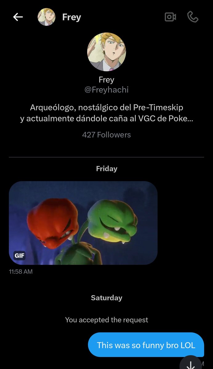 ChuppaVGC's tweet image. Before Worlds R1, someone DM'd me a Scovillain gif. I didn't think much of it until I sat down and saw it on my opp's team. After losing the match and asking them about it, it turned out it was my opponent themself who sent it to me 😭