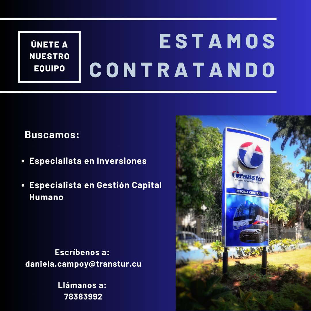 Estamos ampliando nuestro equipo y quizás tú🫵 puedes ser parte de el.
Solo para residentes en La Habana.