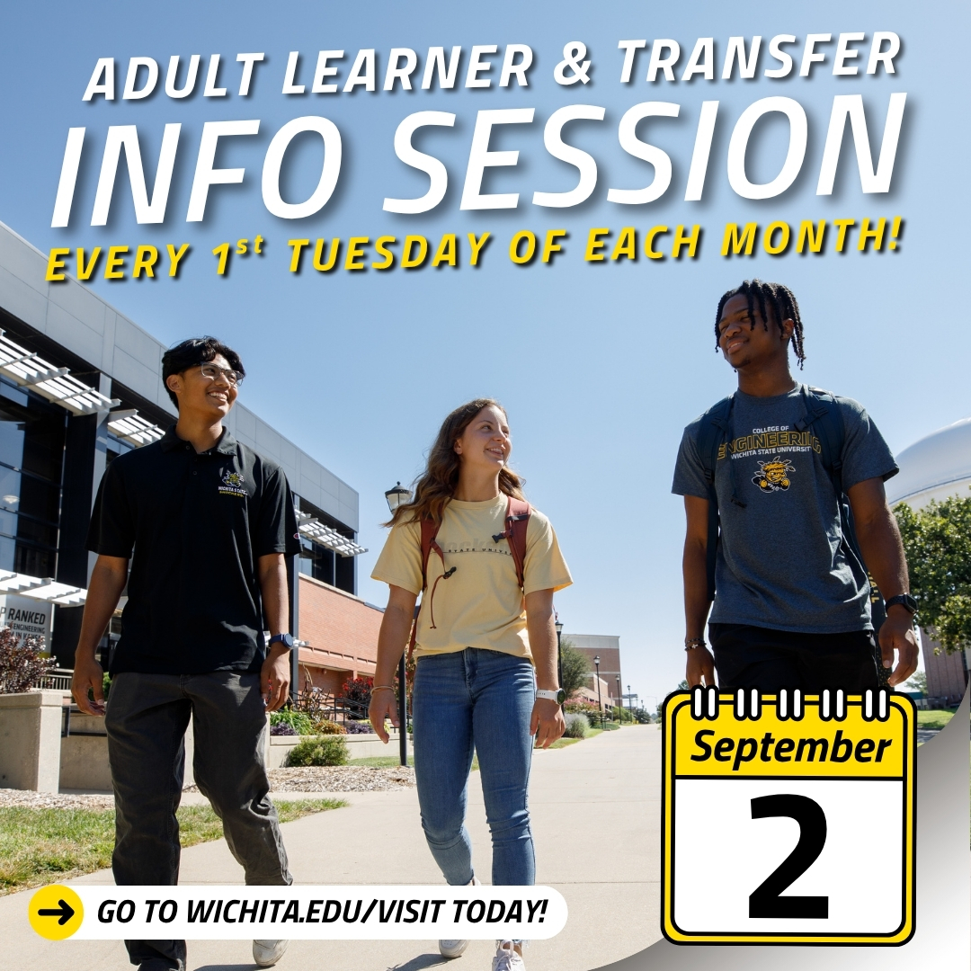 Whether you're returning to school, transferring, or exploring your next move — Wichita State is ready for YOU! #1TransferDestination🌾

Join us on Zoom for an ALT Info Session!

📆Tuesday, Sept 2
⏰ 6–7 PM | Zoom link after registration
👉 Sign up now: wichita.edu/visit