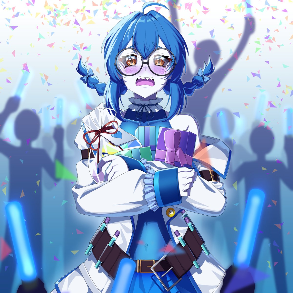YomiQuinnley's tweet image. Yesterday felt like a dream💙
A massive stream, so many birthday wishes.
Dozens of raids, countless call ins, and genuine love.
Over 350 subs from the community!
I was trending on Twitter??
My first ever birthday cake! SVA got me it!
So many throne gifts! And gift art!
They…
