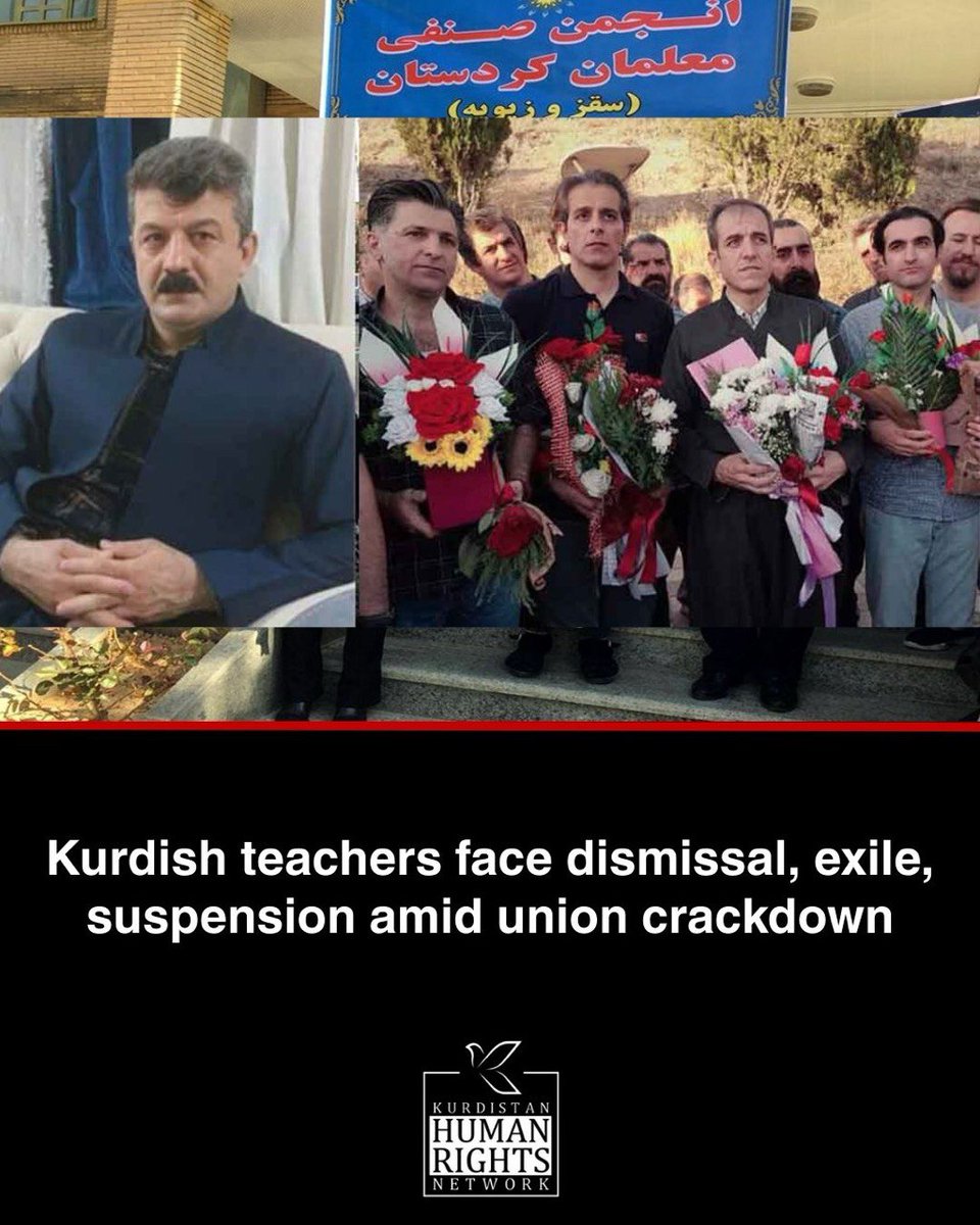 The Ministry of Education has upheld or increased punishments against seven Kurdish teachers – including dismissal, exile, suspension and forced retirement – in a crackdown on teacher activists.

🔗kurdistanhumanrights.org/en/news/2025/0…