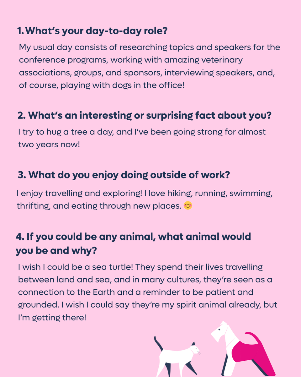 Meet Zuzanna, our talented Junior Content Producer! For the past 1.5 years, she’s been the creative force behind our program content, helping vet professionals shine on our stages. We are grateful to have her on our team! 🐢