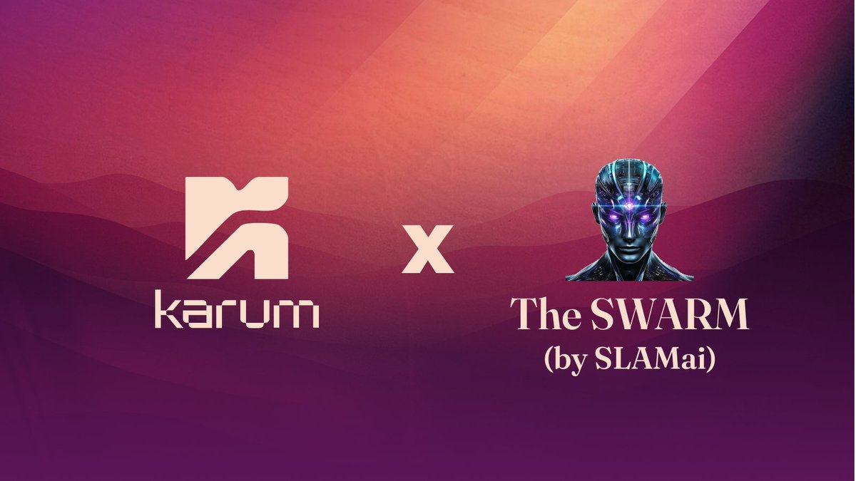 Karum (@karum_ai) on Twitter photo Karum 🤝 <a href="/TheSWARM_ai/">The SWARM (by SLAMai)</a>
We're very excited to announce our partnership with The SWARM by SLAMai.
The first agentic system onboarding onto Karum that is not from the Bittensor ecosystem, The SWARM is trained on 250+ terabytes of data to deliver exceptional blockchain insights. Karum 🤝 <a href="/TheSWARM_ai/">The SWARM (by SLAMai)</a>
We're very excited to announce our partnership with The SWARM by SLAMai.
The first agentic system onboarding onto Karum that is not from the Bittensor ecosystem, The SWARM is trained on 250+ terabytes of data to deliver exceptional blockchain insights.