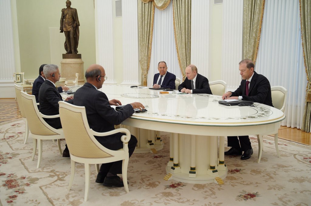 Dr. S. Jaishankar (@drsjaishankar) on Twitter photo Honored to call on President Putin at the Kremlin today. Conveyed the warm greetings of President Droupadi Murmu & Prime Minister <a href="/narendramodi/">Narendra Modi</a>.
Apprised him of my discussions with First DPM Denis Manturov & FM Sergey Lavrov. The preparations for the Annual Leaders Summit are Honored to call on President Putin at the Kremlin today. Conveyed the warm greetings of President Droupadi Murmu & Prime Minister <a href="/narendramodi/">Narendra Modi</a>.
Apprised him of my discussions with First DPM Denis Manturov & FM Sergey Lavrov. The preparations for the Annual Leaders Summit are