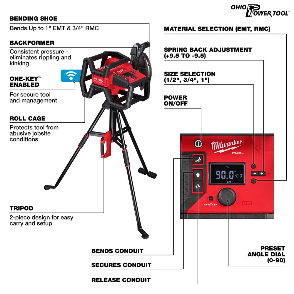 OhioPowerTool's tweet image. Fast, accurate, cordless. The @MilwaukeeTool  M18 FUEL Branch Conduit Bender w/ AUTO-ZERO (5150-20) makes bends at the point of install with 10X less effort and perfect consistency. Work smarter here: ohiopowertool.com/milwaukee-tool…
#MilwaukeeTools #M18Fuel #ConduitBender #ElectricalWork