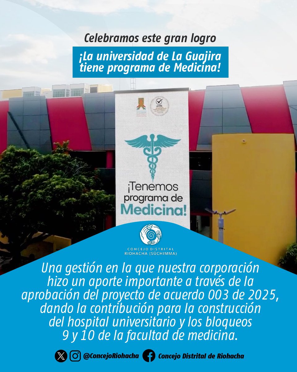 Celebramos este gran logro para nuestra alma mater Universidad de La Guajira con el liderazgo de <a href="/caroblesjulio/">CARLOS ARTURO ROBLES</a>. 

Una gestión en la que el <a href="/concejoriohacha/">Concejo Distrital de Riohacha</a> hizo un aporte importante para el desarrollo y crecimiento de la academia en nuestra región.