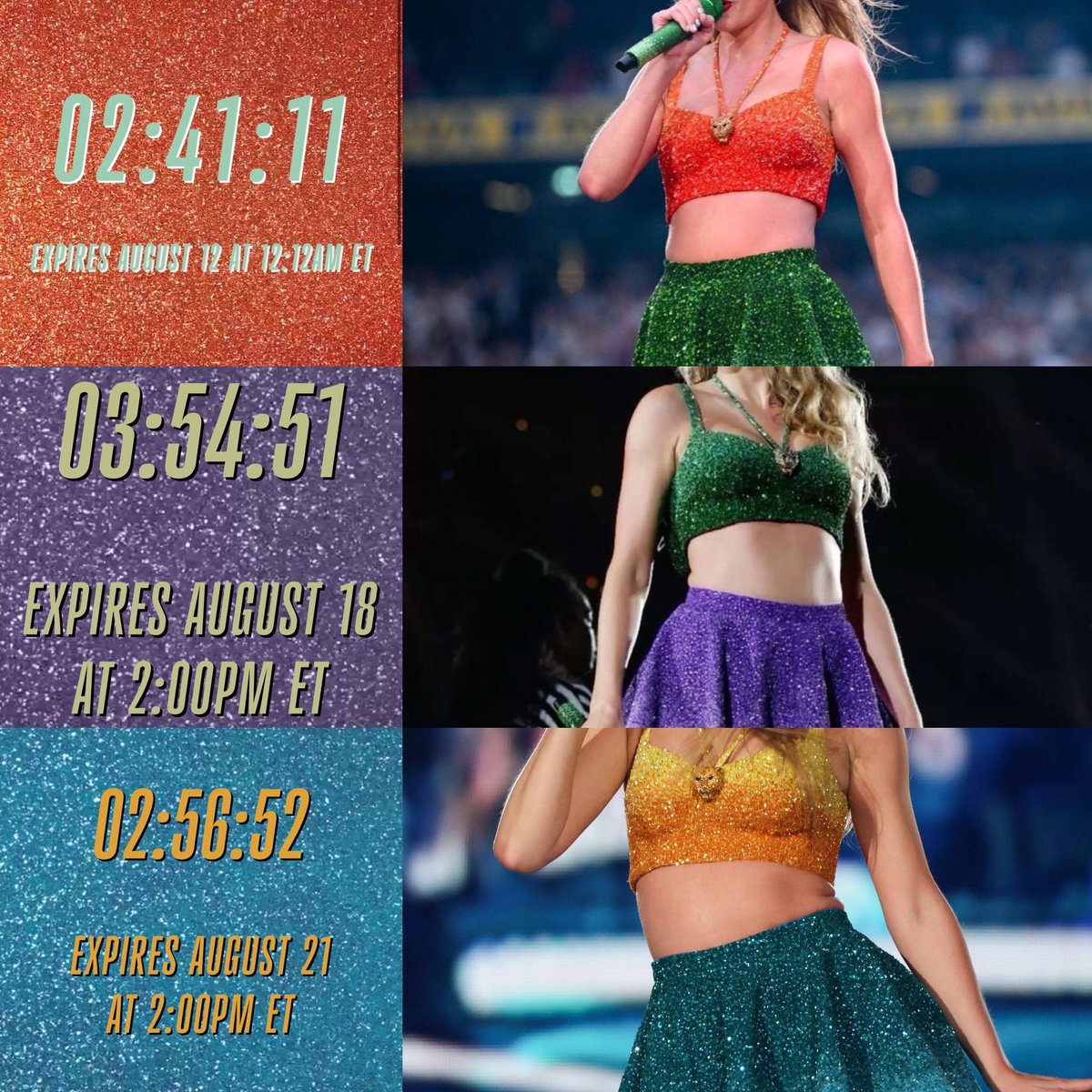 I’ve just noticed how all the countdowns are giving 1989 eras tour mixed outfit vibes…