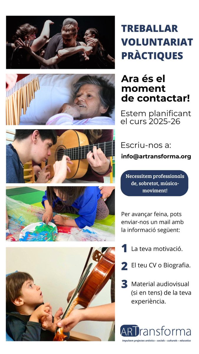 Estem organitzant el curs 2025-26 i volem conèixer músics que vulguin treballar o fer un voluntariat amb nosaltres! 🤓