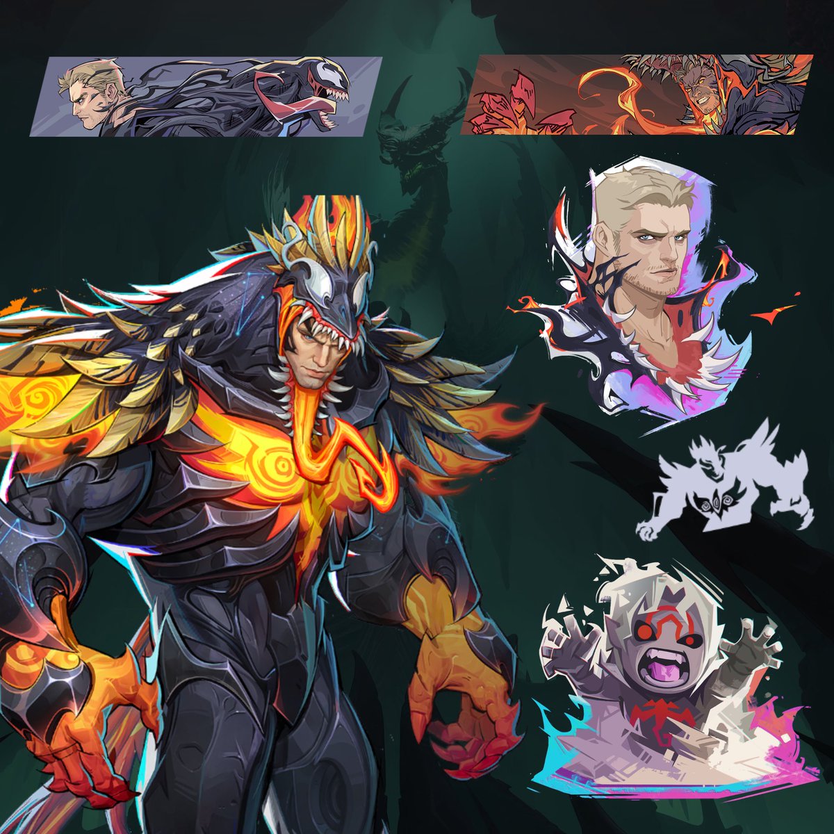 thevenomsite's tweet photo. New Venom (Abyssal Flame) cosmetics in Marvel Rivals.

I like this chicken man. https://t.co/WoitmtTCpy