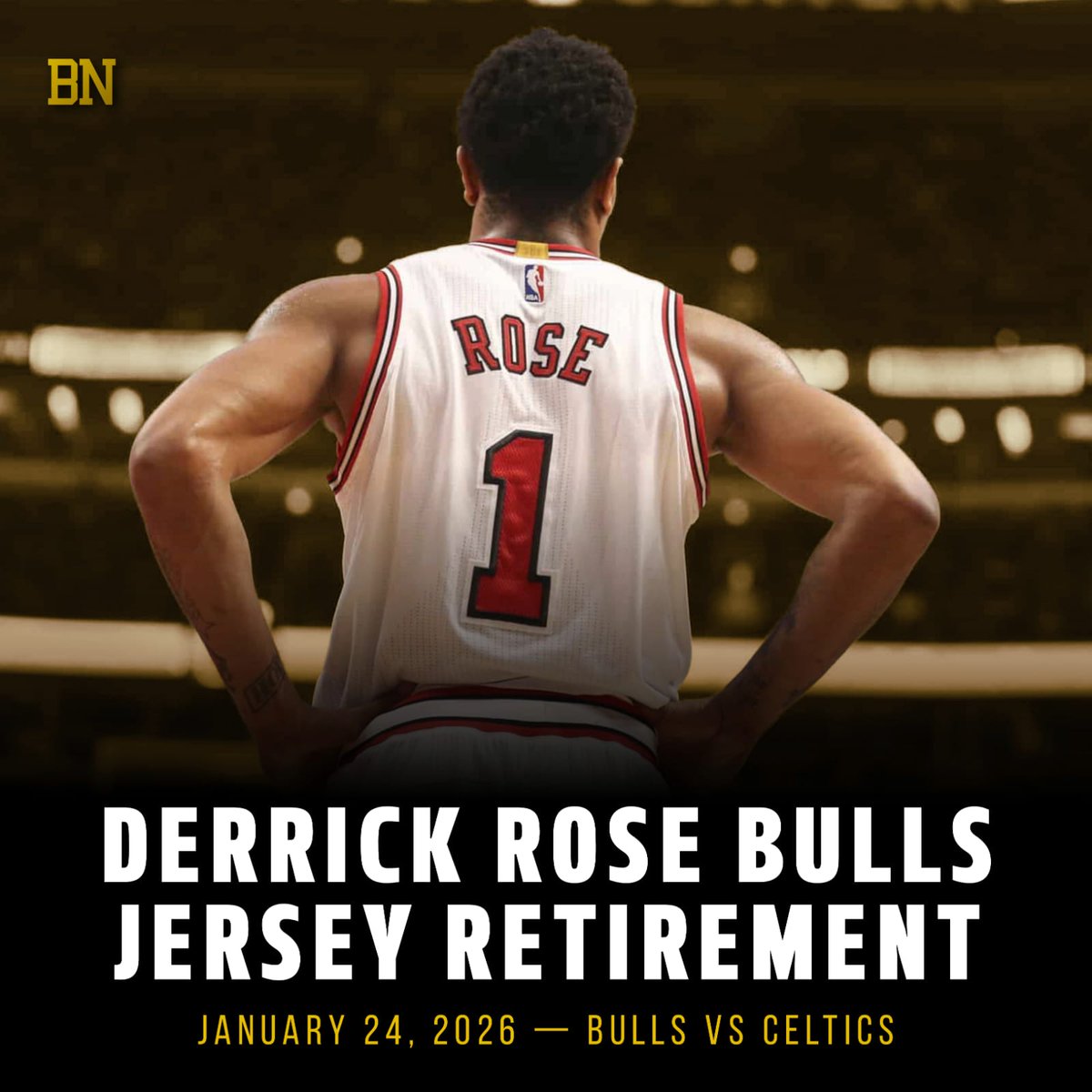 BREAKING: The Bulls will retire Derrick Rose’s jersey No. 1 on January 24th, 2026 against the Boston Celtics.

Historic night in Chicago.🌹