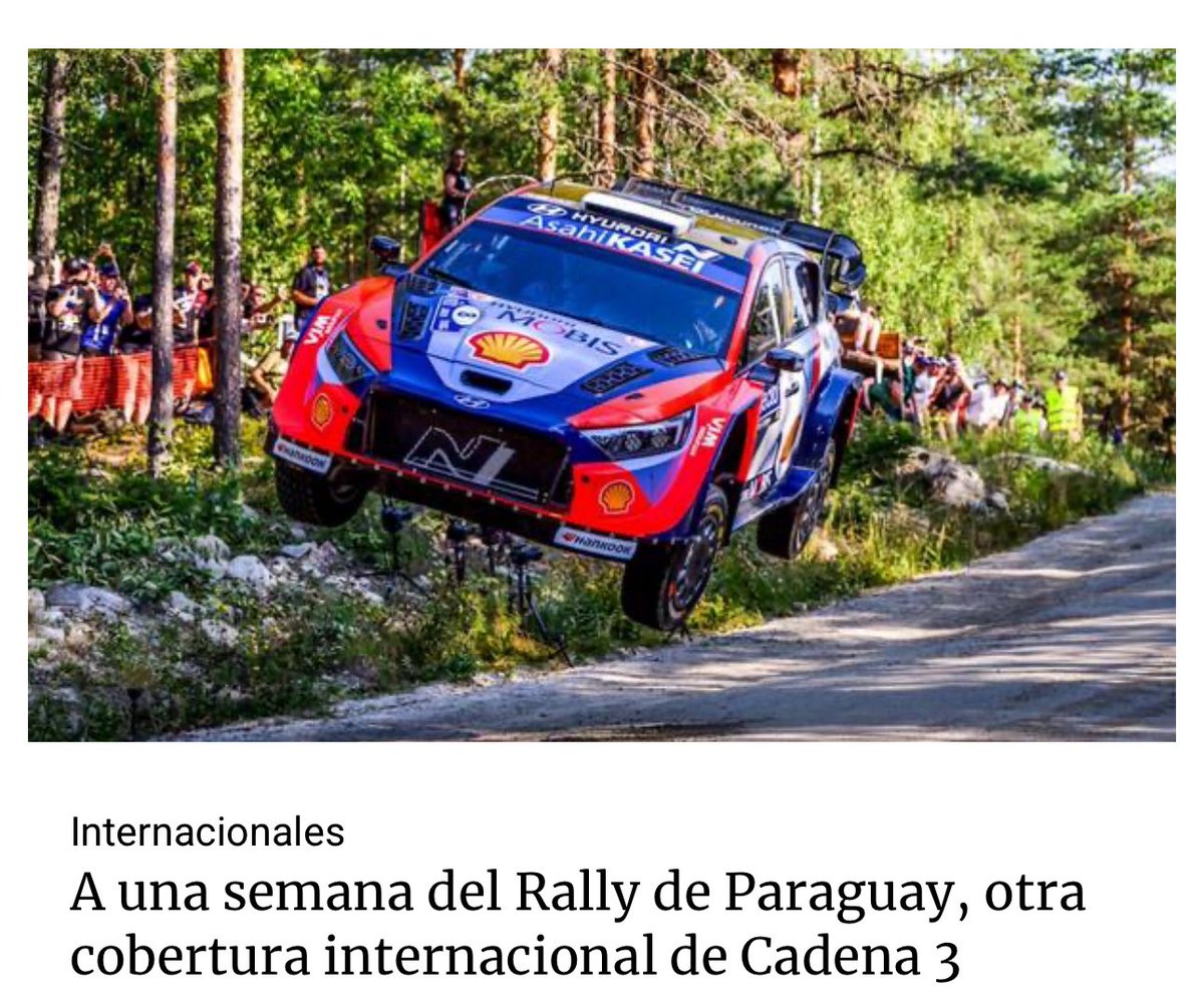 ⚠️ <a href="/OfficialWRC/">FIA World Rally Championship</a> 
➡️ #WRC 🇵🇾 #uenoRallyDelParaguay 

Rally Mundial: A una semana del Rally del Paraguay, otra cobertura internacional de Cadena 3.  Los detalles, aquí👇

cadena3.com/noticia/desde-…

Seguí <a href="/Cadena3Motor/">Cadena 3 Motor</a> 
Te lo cuenta🎙️📲💻
<a href="/Cadena3Com/">Cadena 3 Argentina</a>