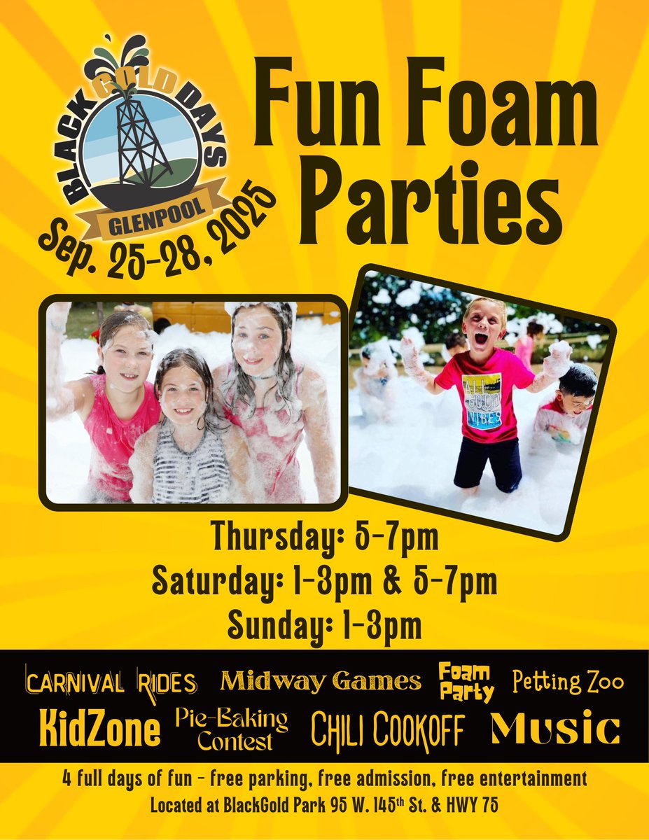 Oh yeah!
The BlackGold Days Festival is bringing the ultimate Kids Foam Party back this year!  Imagine mountains of foam, non-stop laughter, and the coolest bubble dance floor in town - it’s the perfect way for kids to cool off and have a blast!