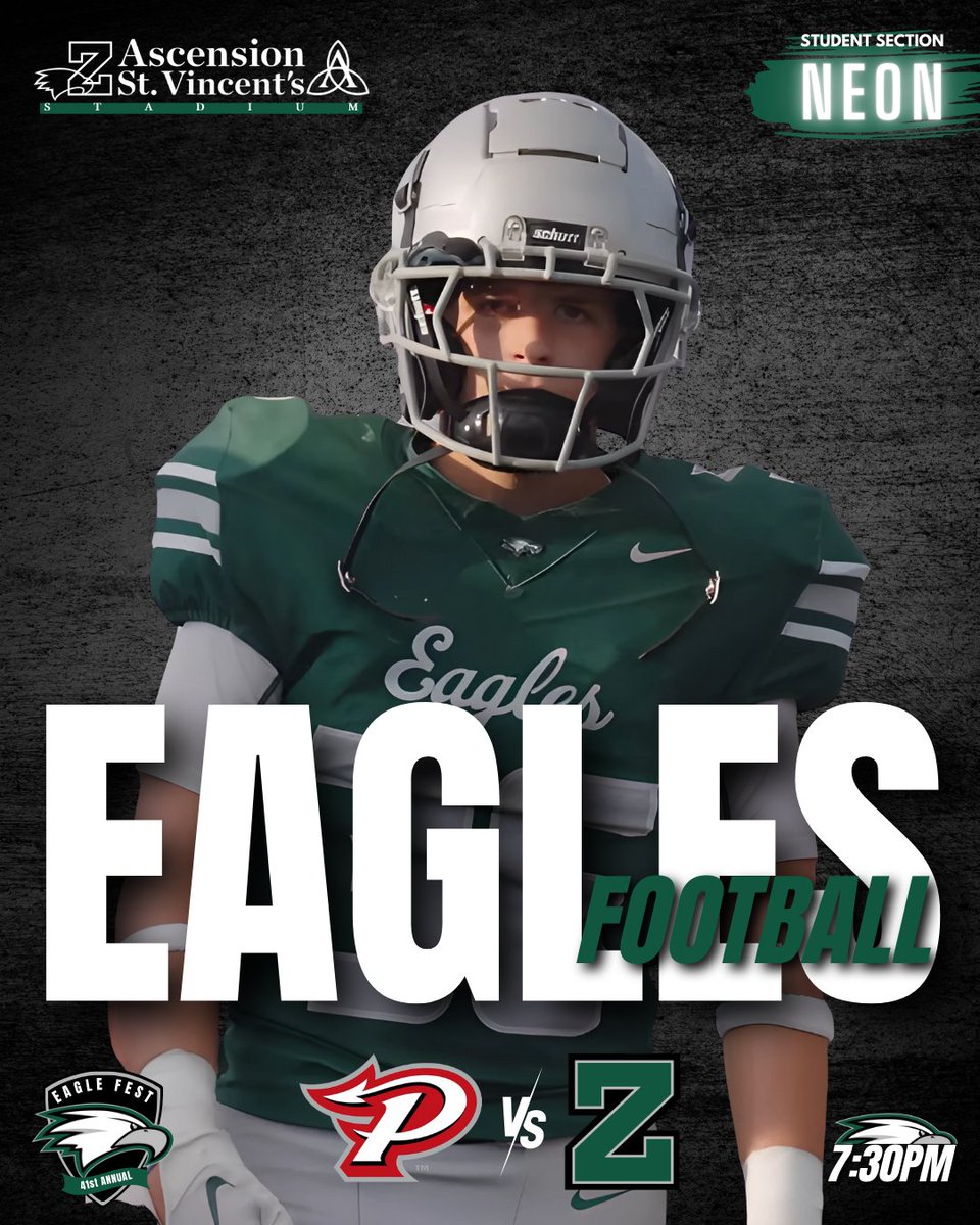 Zionsville High School Athletics (@zcseagles) on Twitter photo 🏈 FOOTBALL 🏈 Good luck to <a href="/ZionsvilleFB/">Zionsville Football</a> as they host <a href="/PikeHSAthletics/">Pike Red Devils</a> tonight at Ascension St. Vincent Stadium at ZCHS! Kickoff is set for 7:30PM. GO EAGLES!!!
🎟️ public.eventlink.com/tickets?t=1332…
🦅 EAGLE FEST from 5PM-7PM 🏈 FOOTBALL 🏈 Good luck to <a href="/ZionsvilleFB/">Zionsville Football</a> as they host <a href="/PikeHSAthletics/">Pike Red Devils</a> tonight at Ascension St. Vincent Stadium at ZCHS! Kickoff is set for 7:30PM. GO EAGLES!!!
🎟️ public.eventlink.com/tickets?t=1332…
🦅 EAGLE FEST from 5PM-7PM