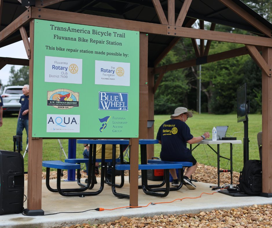 Earlier this week, our Aqua Virginia President John Aulbach joined our community partners for the ribbon cutting of the new TransAmerica Bicycle Trail Bike Repair Station! Aqua VA is proud to contribute to the construction of the bike station and provide a new picnic table at the