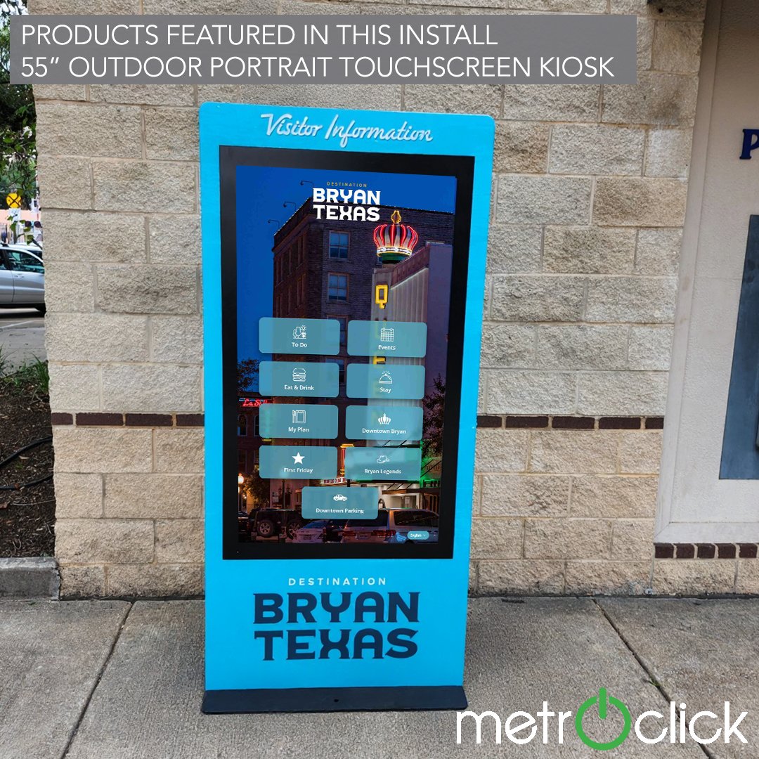MetroClick_NYC's tweet photo. 🌟 Bringing Bryan to Life! 🌟
The first two kiosks in our partnership with Destination Bryan are now live — a 55” indoor landscape kiosk at Legends Event Center & a 55” outdoor kiosk at the Palace Theater. More to come!
#MetroClick #DestinationBryan #TourismTech #InteractiveKiosk https://t.co/xQTlWgbMUj