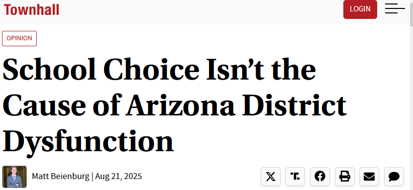 A play in 3 parts, playing out over and over in AZ and across the nation :
1)🚩Public school districts chronically fail their students while costing taxpayers ever more $ 
2) ✅Families leave said districts in search of options for their children. Some even choose ESAs
3)💥Media