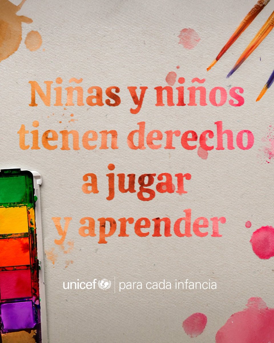 🎨¿Si pudieras pintar un mensaje para que todo el mundo lo viera, qué pintarías?

👩‍🎨🧑‍🎨Este es uno de los mensajes que haríamos.

Recuerda: Niños y niñas tienen derecho a aprender, jugar y crecer felices.

#ParaCadaInfancia, todos sus derechos.