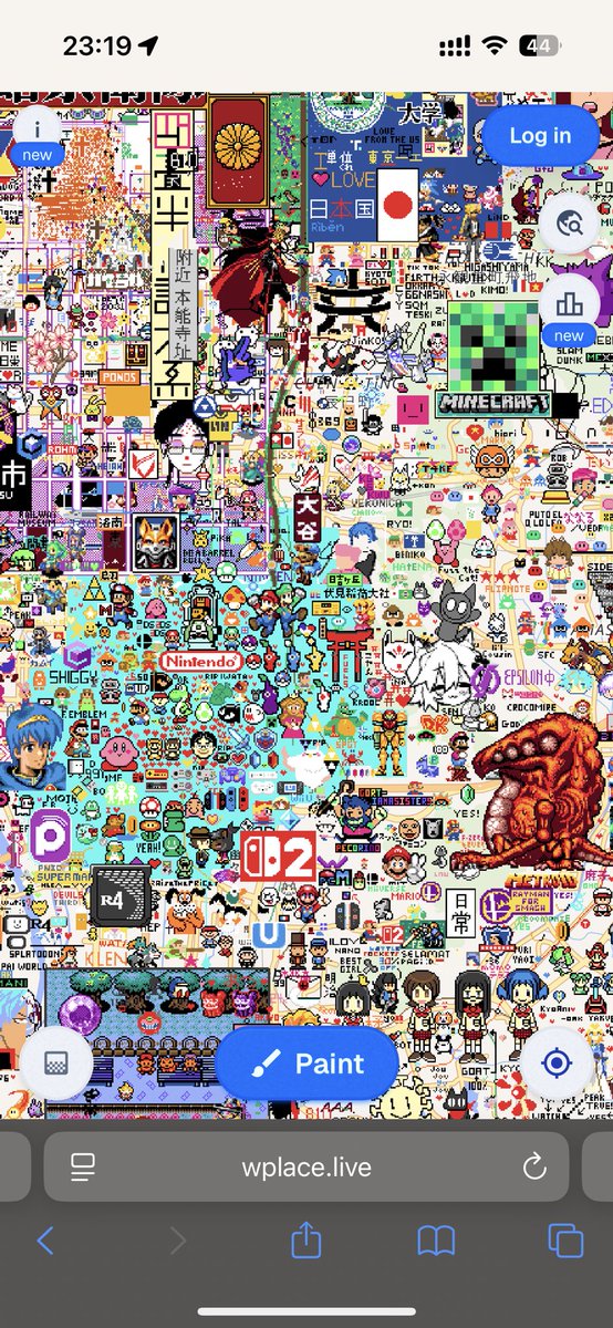 spaspaspapoo's tweet image. wplaceの任天堂本社付近、なんで一番デカいのスーパーメトロイドの中ボスのクロコマイアーやねん