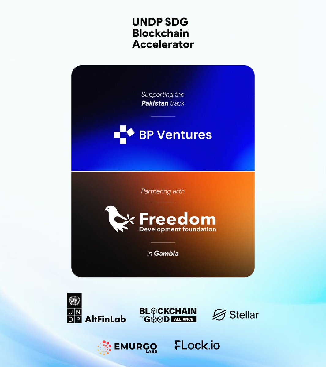 bpv_us's tweet photo. BP Ventures joins @UNDP  SDG Blockchain Accelerator Hackathon 2025 - supporting Pakistan track and partnering with Freedom Development Foundation in The Gambia to expand access via low-cost rails. Kickoff 25 Aug. #SDGs #UNDP #BlockchainForGood #Pakistan #Gambia https://t.co/wr6Bcb6CAP